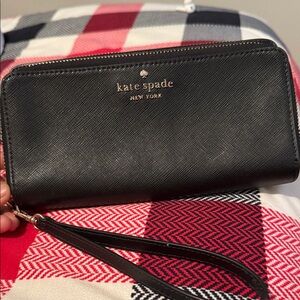 Kate Spade Black Leather Wristlet